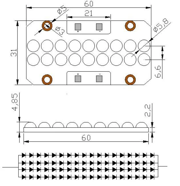 uv curing led module dimensions